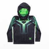 Youth Black/Green Jersey with Hood and Removable Face Gaiter