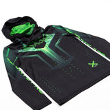 Youth Black/Green Jersey with Hood and Removable Face Gaiter
